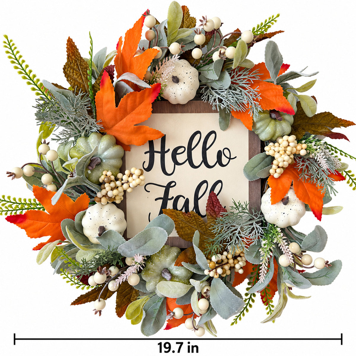 Hello Fall White Pumpkin Wreath Collection