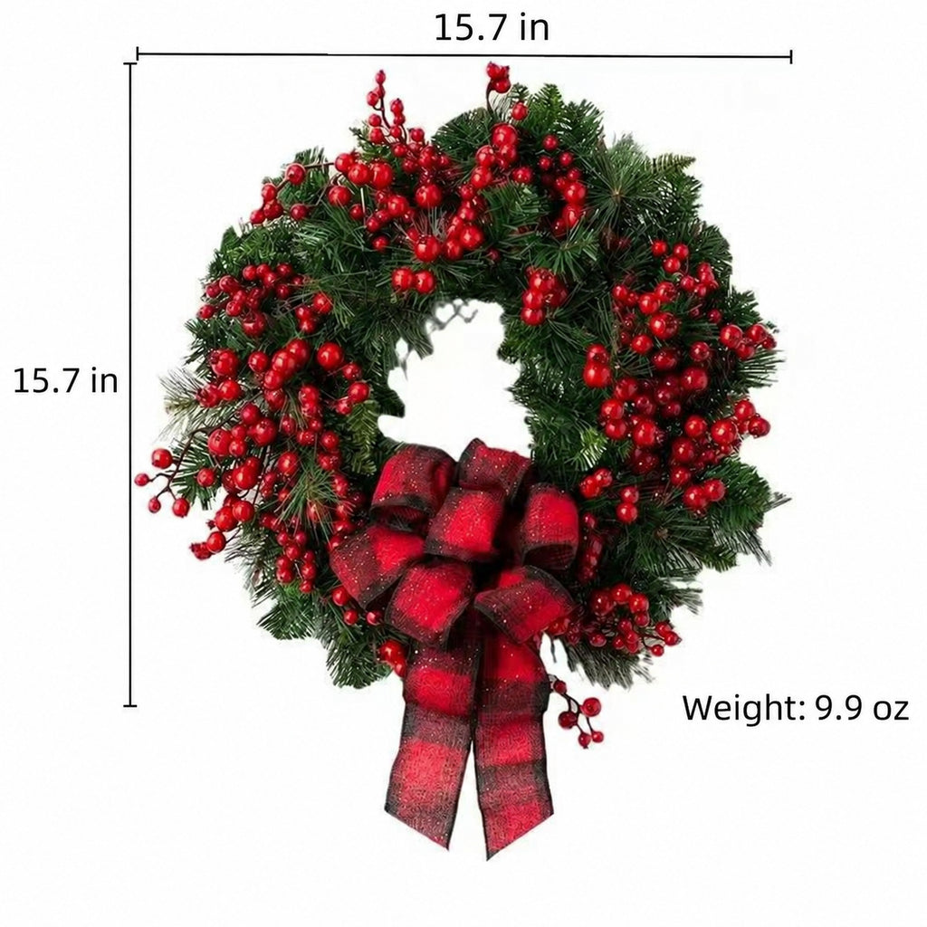 Red Berry Buffalo Plaid Christmas Wreath