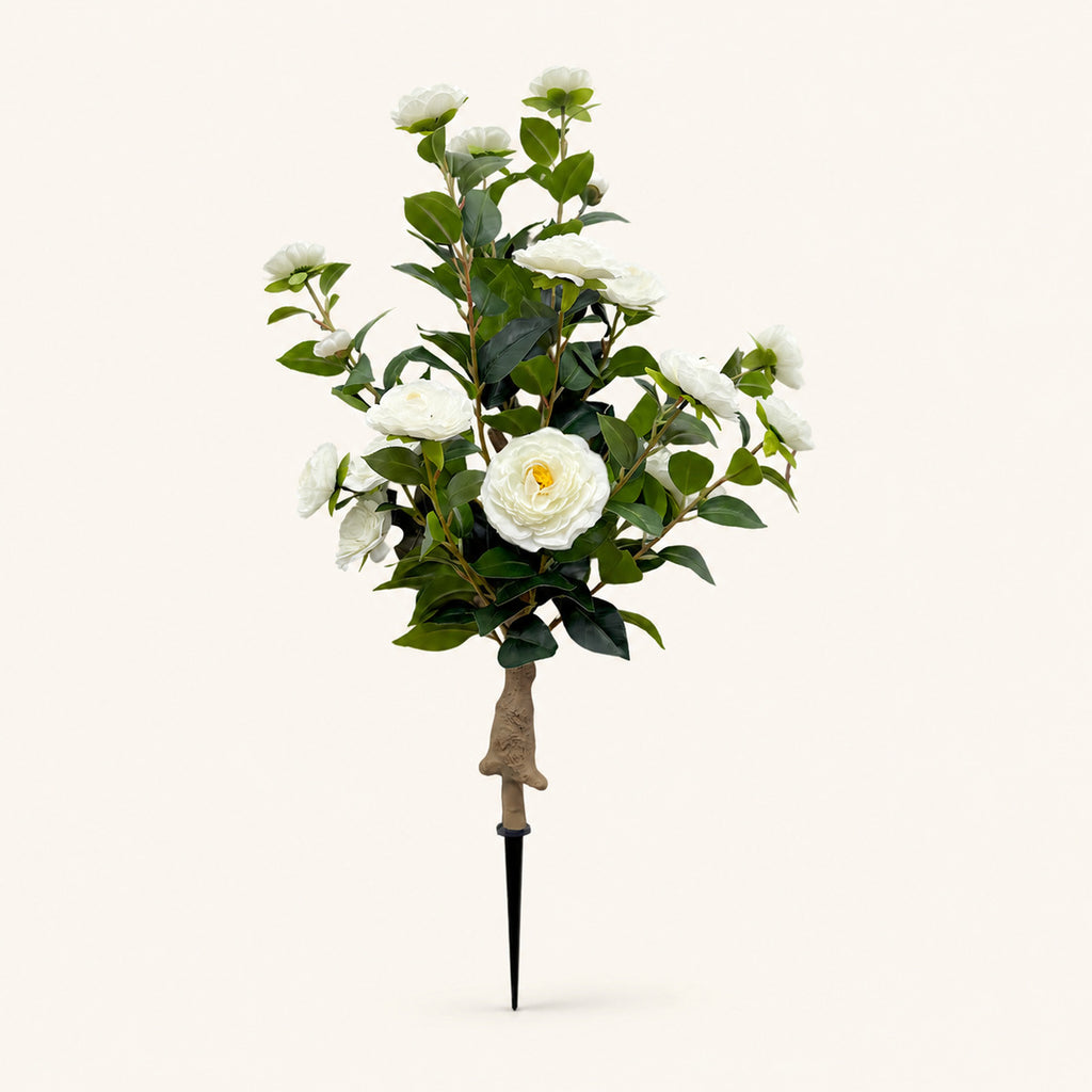 EVERIVELLE Artificial Camellia Flower Garden Stakes