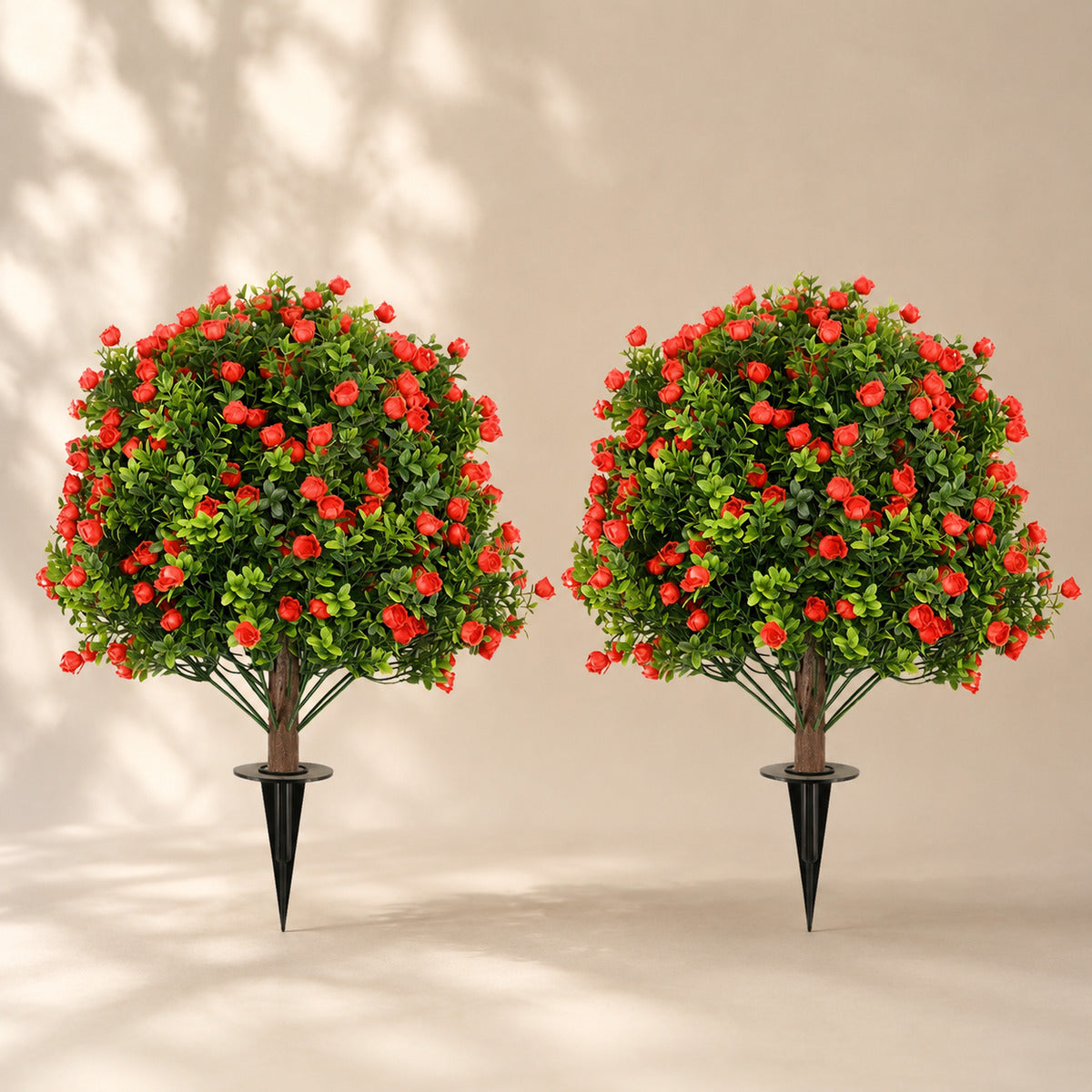 EVERIVELLE Artificial Red Rose Topiary Trees