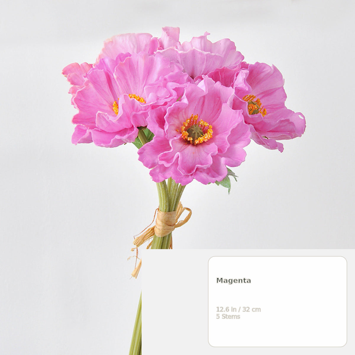 EVERIVELLE Five-Stem Artificial Poppy Bouquet
