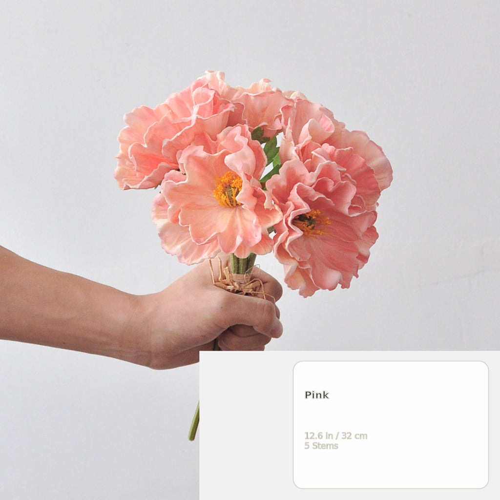 EVERIVELLE Five-Stem Artificial Poppy Bouquet