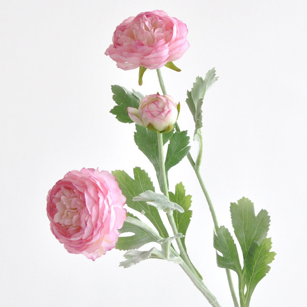 EVERIVELLE Three-Head Flocked Artificial Ranunculus Stem