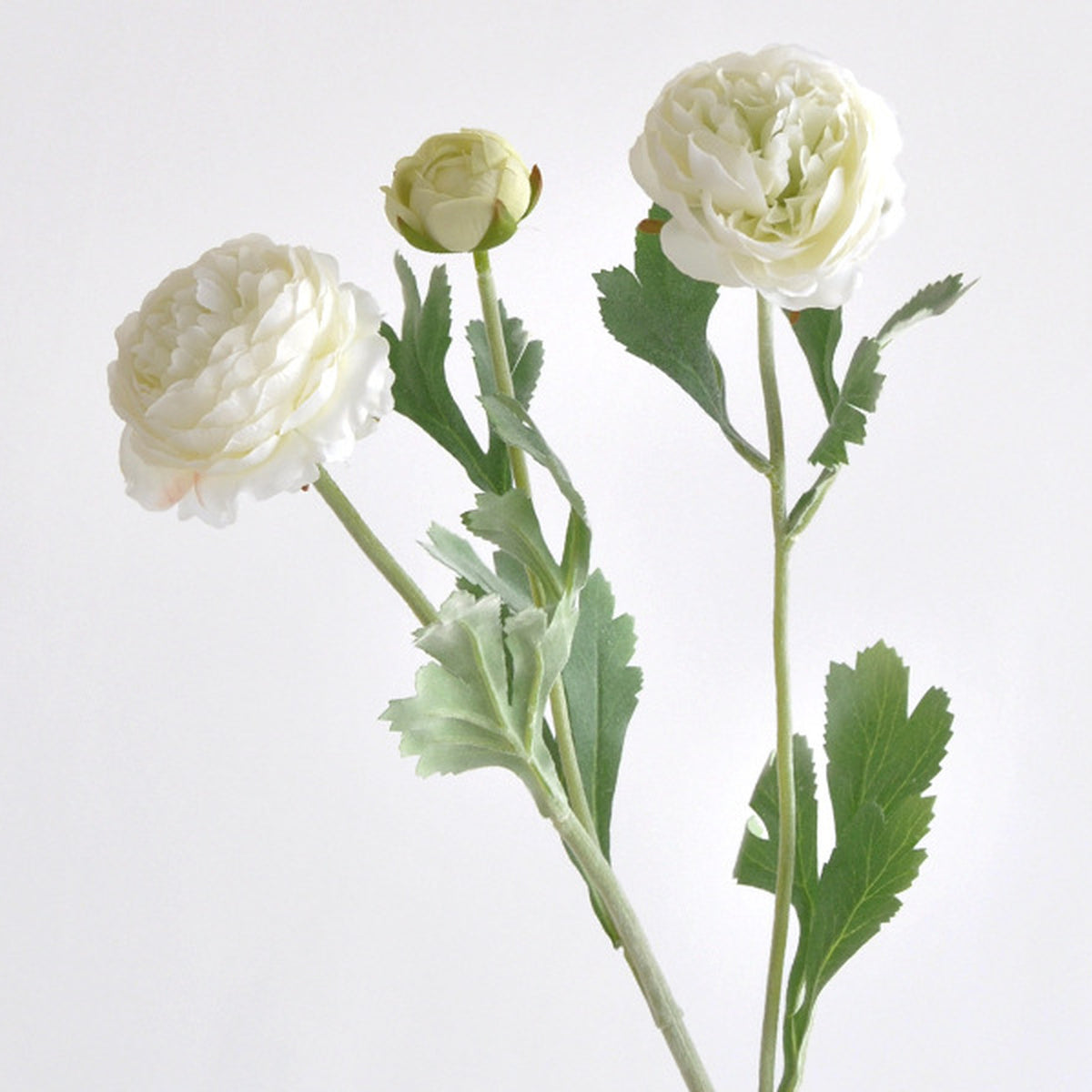 EVERIVELLE Three-Head Flocked Artificial Ranunculus Stem