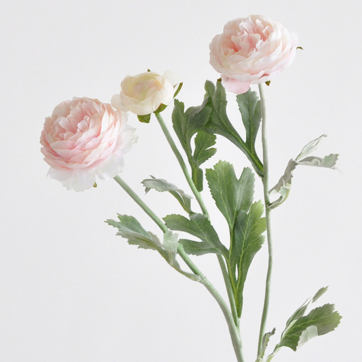 EVERIVELLE Three-Head Flocked Artificial Ranunculus Stem