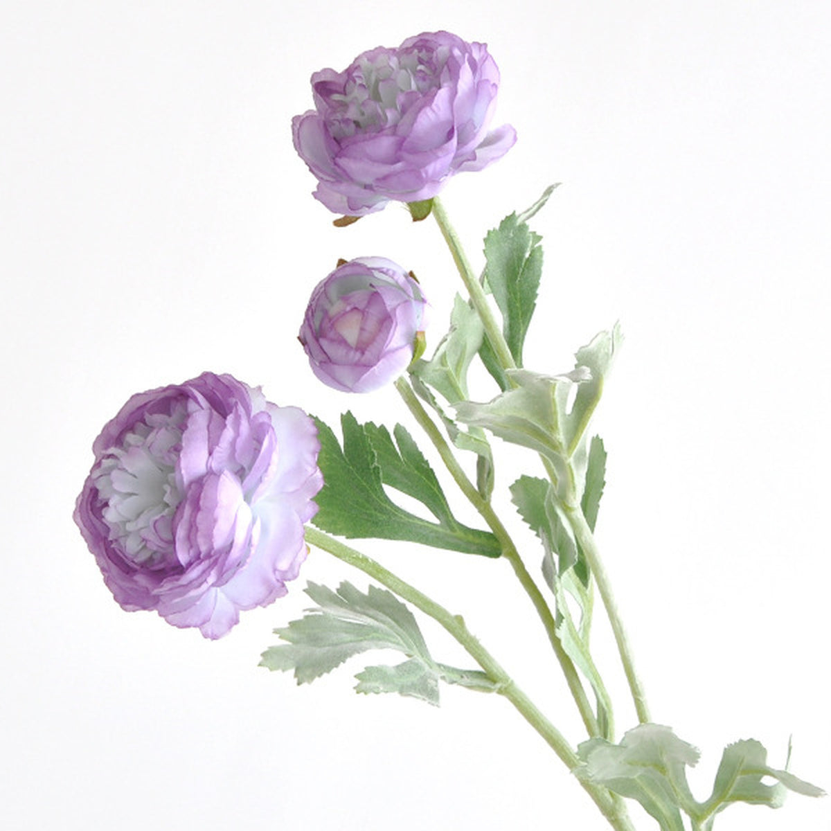 EVERIVELLE Three-Head Flocked Artificial Ranunculus Stem