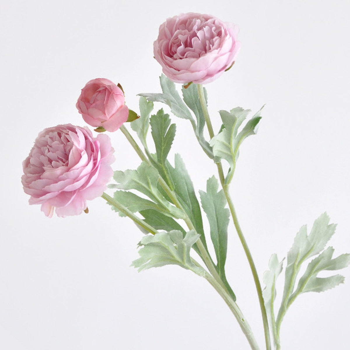 EVERIVELLE Three-Head Flocked Artificial Ranunculus Stem