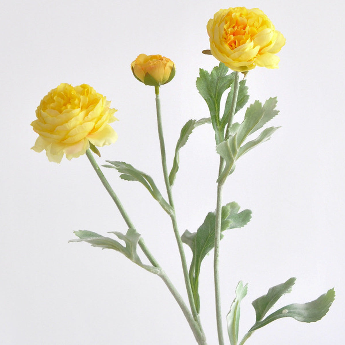 EVERIVELLE Three-Head Flocked Artificial Ranunculus Stem
