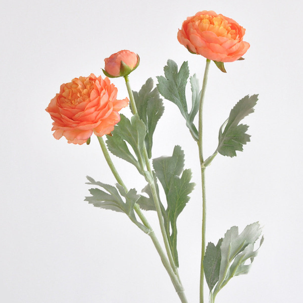 EVERIVELLE Three-Head Flocked Artificial Ranunculus Stem