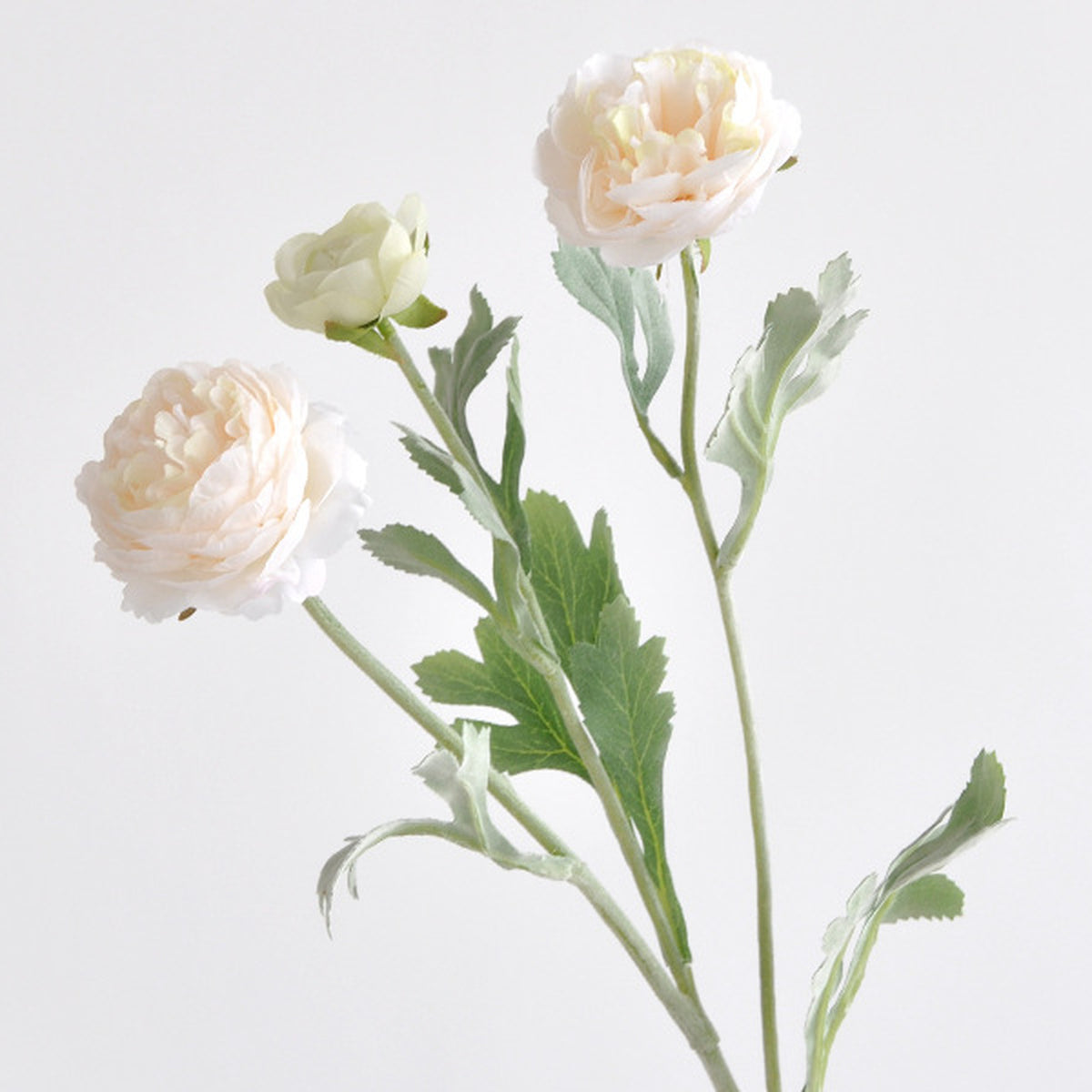 EVERIVELLE Three-Head Flocked Artificial Ranunculus Stem