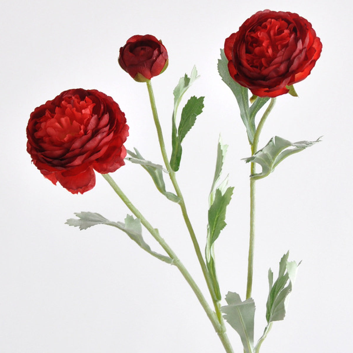 EVERIVELLE Three-Head Flocked Artificial Ranunculus Stem