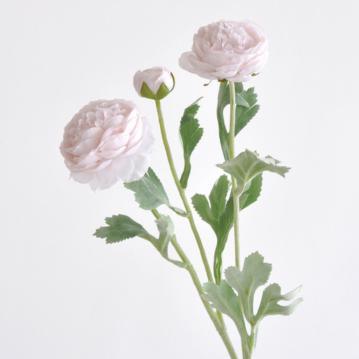 EVERIVELLE Three-Head Flocked Artificial Ranunculus Stem