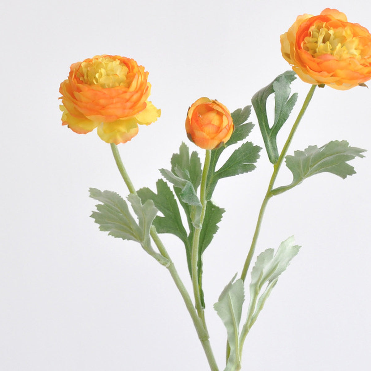 EVERIVELLE Three-Head Flocked Artificial Ranunculus Stem