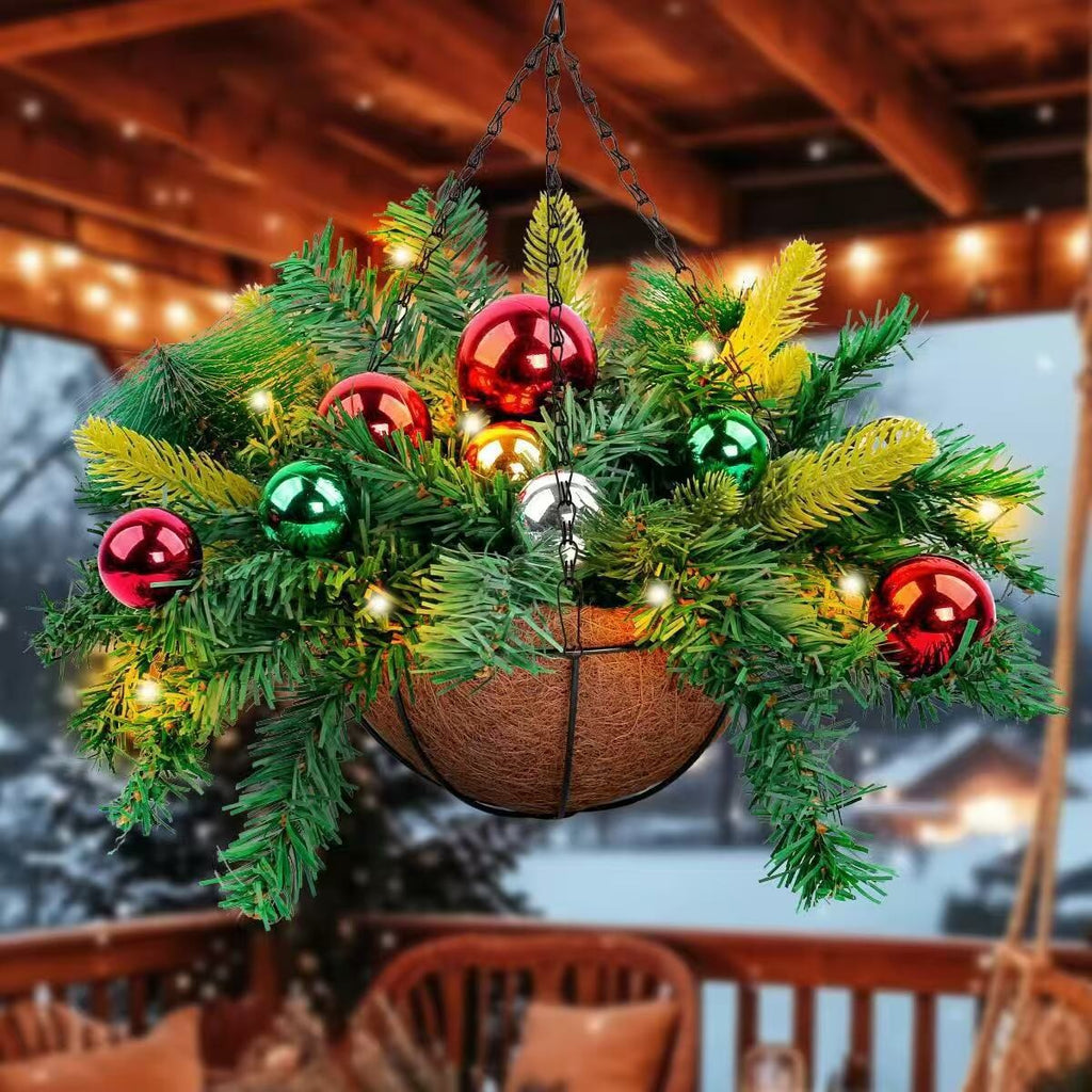 Lighted Christmas Hanging Basket Collection