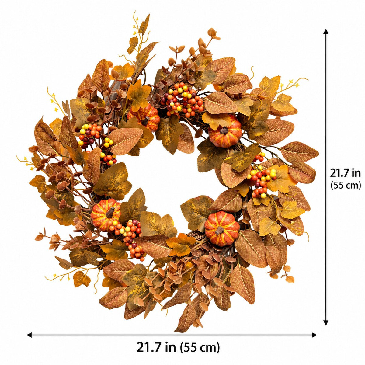 Golden Dollar Leaf & Pumpkin Harvest Wreath