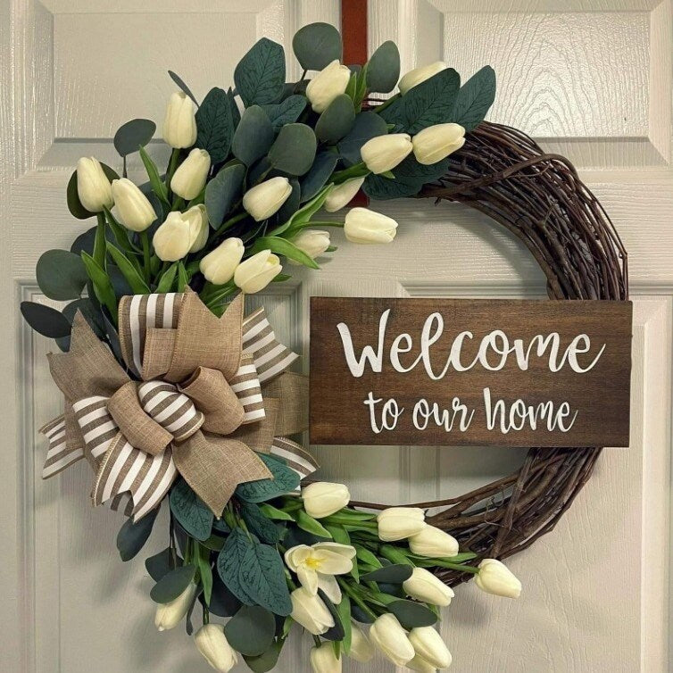 White Tulip & Eucalyptus Welcome Wreath