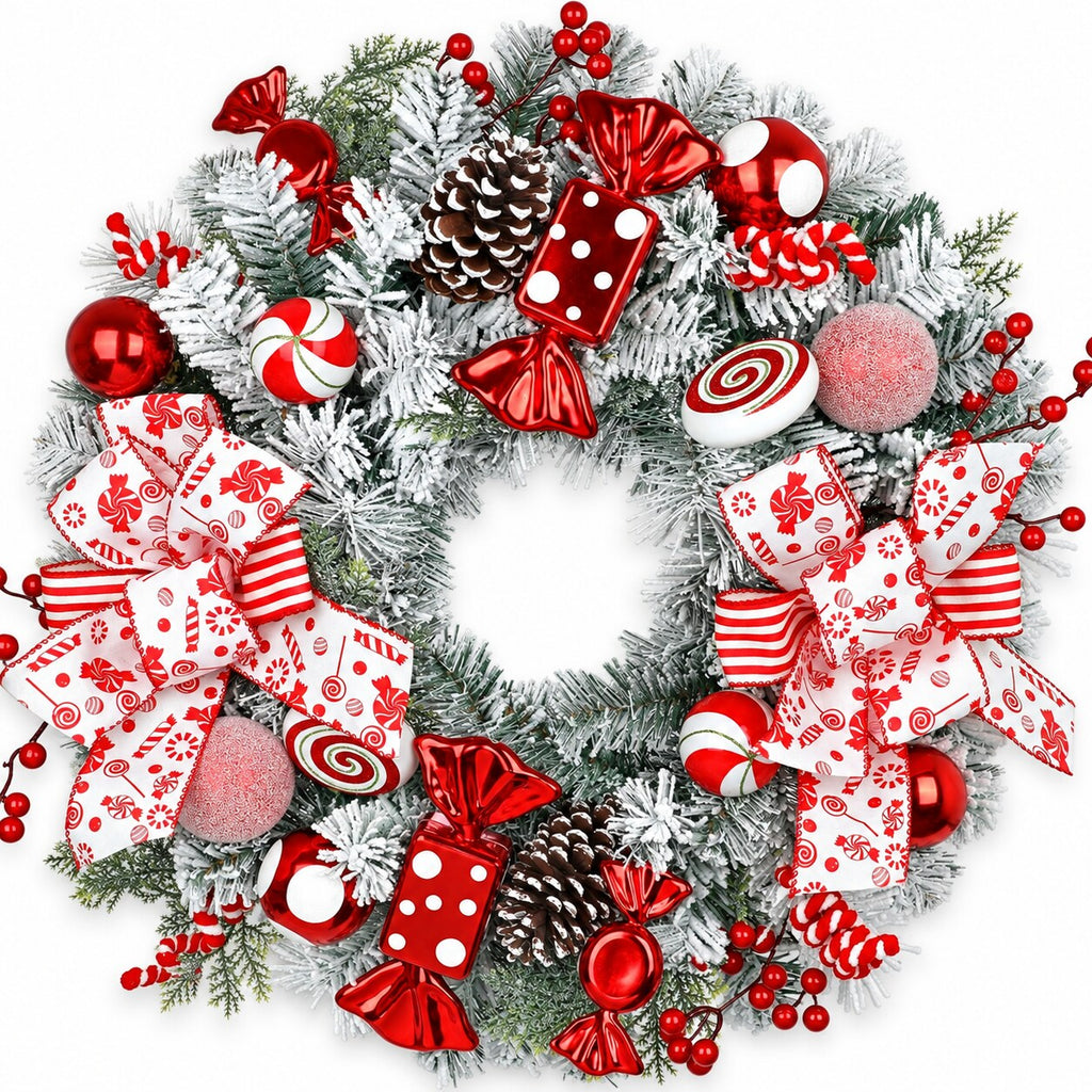 Frosted Peppermint Candy Christmas Wreath