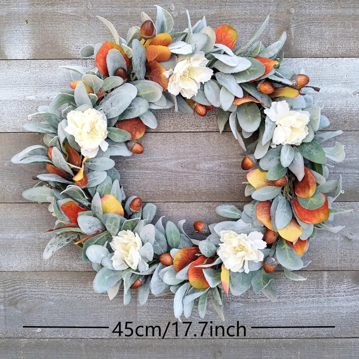 Lamb's Ear, Acorn & Cream Bloom Autumn Wreath