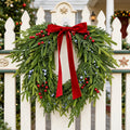 Norfolk Pine & Red Bow Christmas Wreath