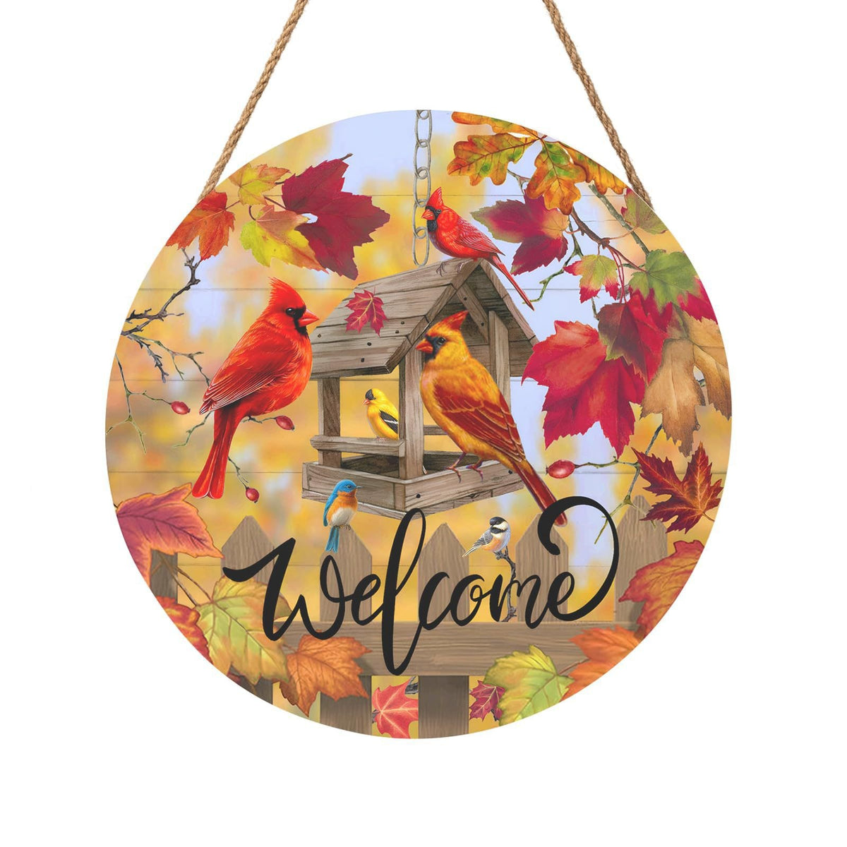 Autumn Round Wood Door Sign Collection