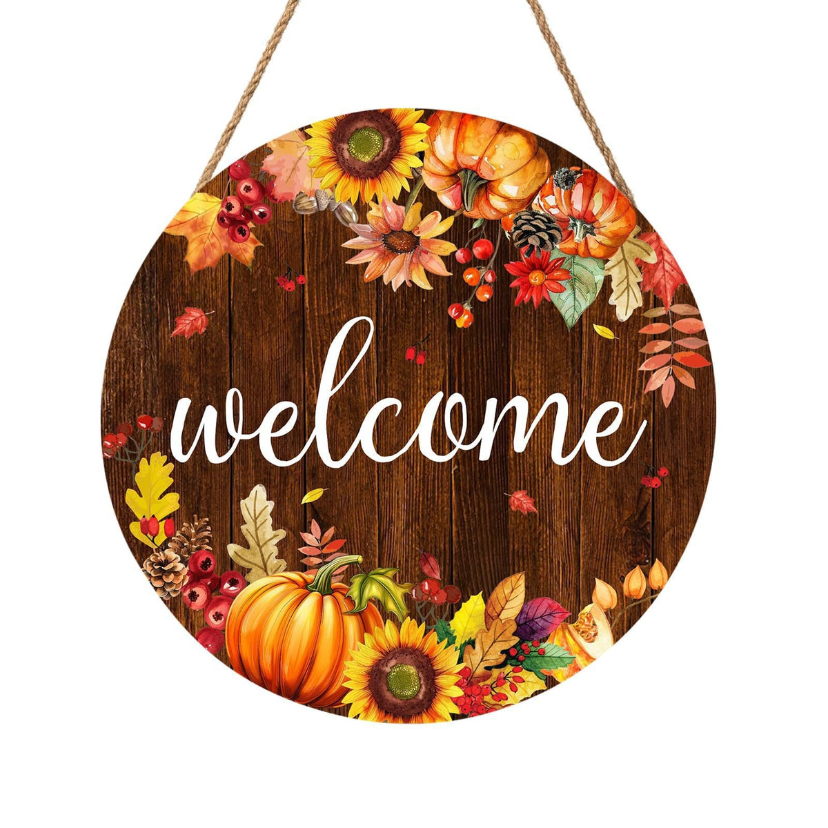 Autumn Round Wood Door Sign Collection