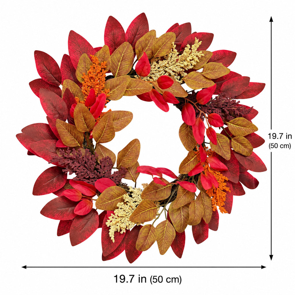 Red Maple Leaf & Pinecone Autumn Wreath