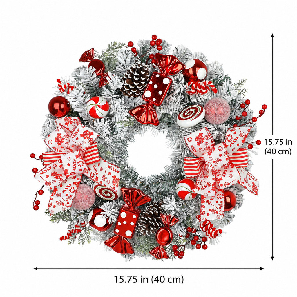 Frosted Christmas Candy Wreath
