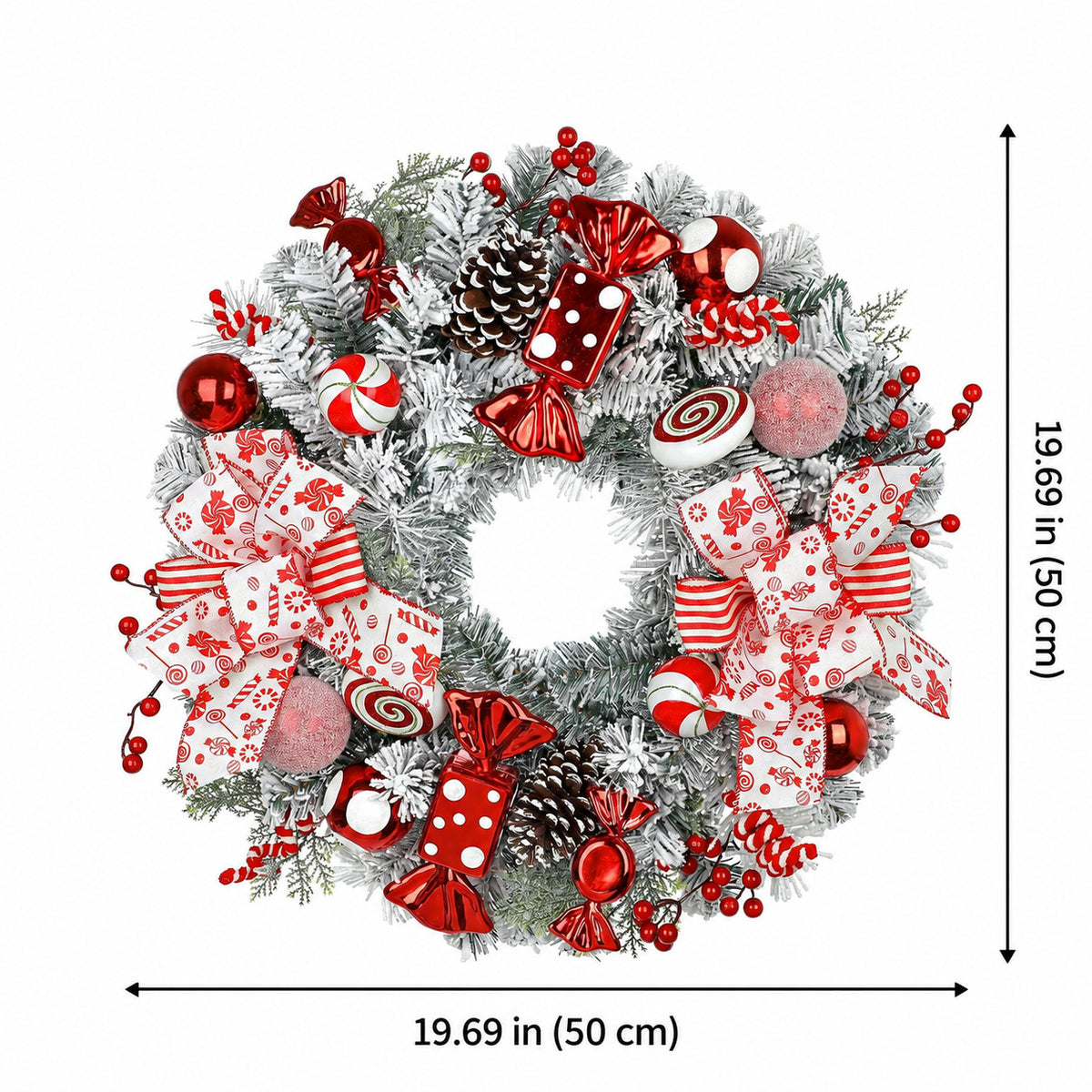 Frosted Christmas Candy Wreath