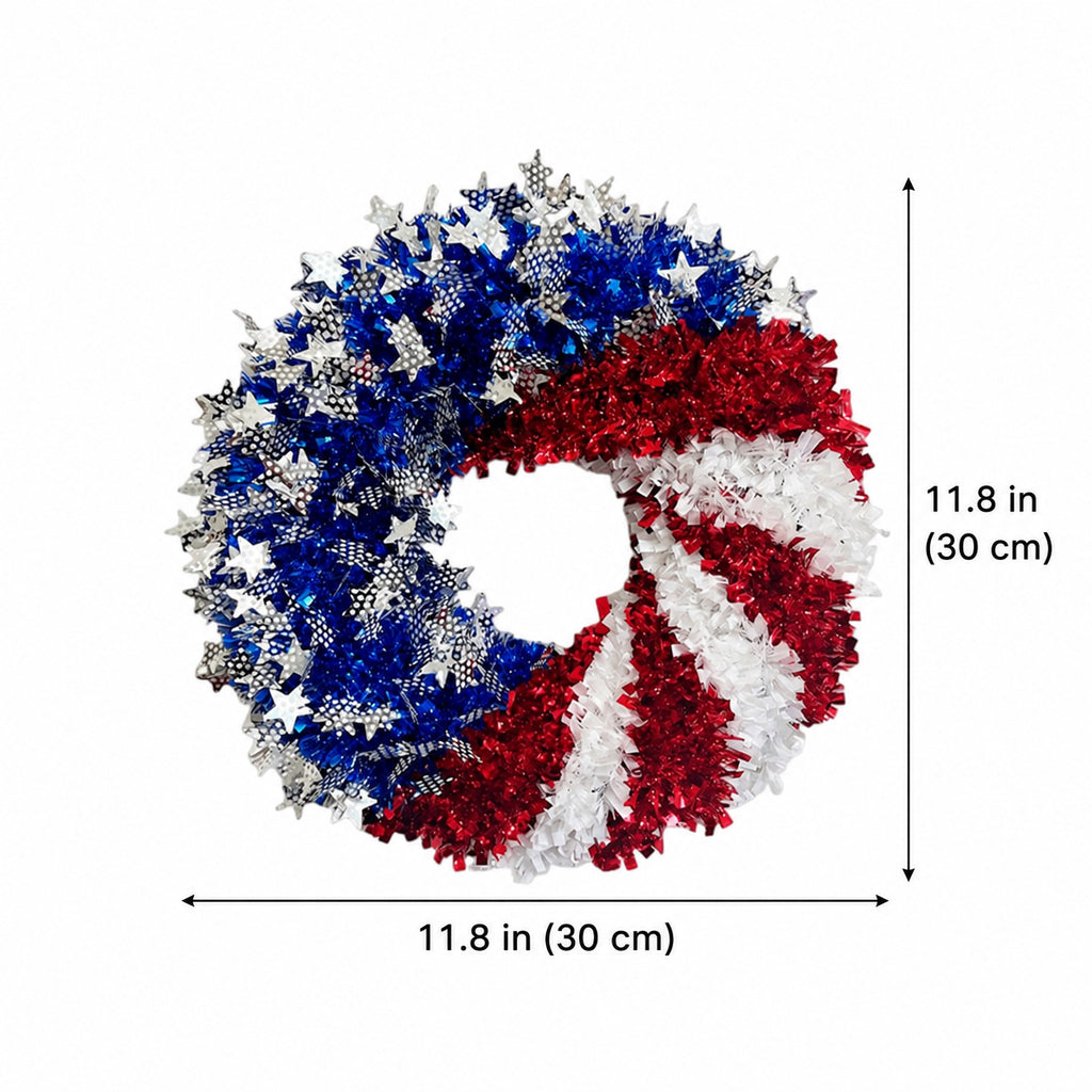 Patriotic Flag Tinsel Wreath