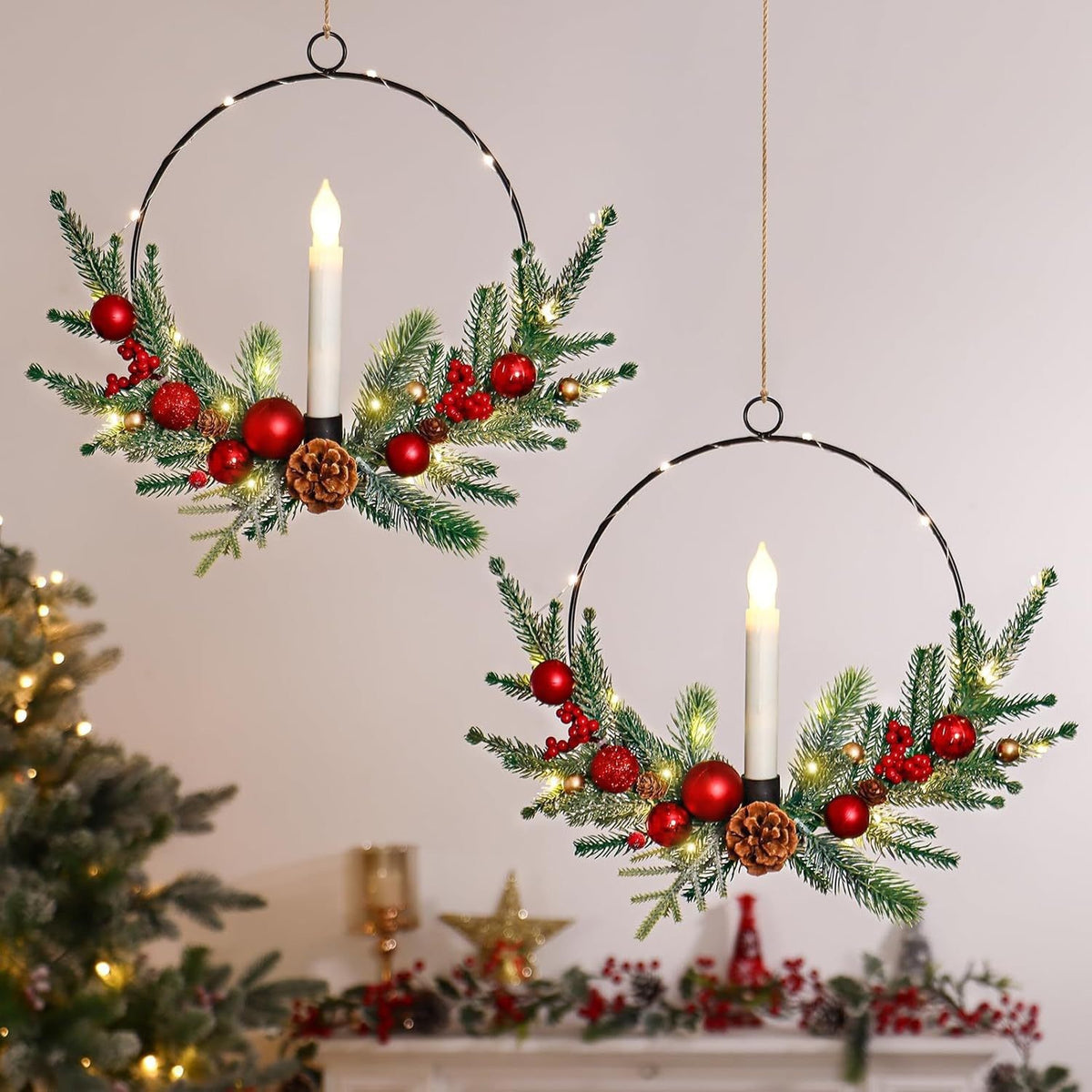 Christmas Candle Hoop Wreath Collection
