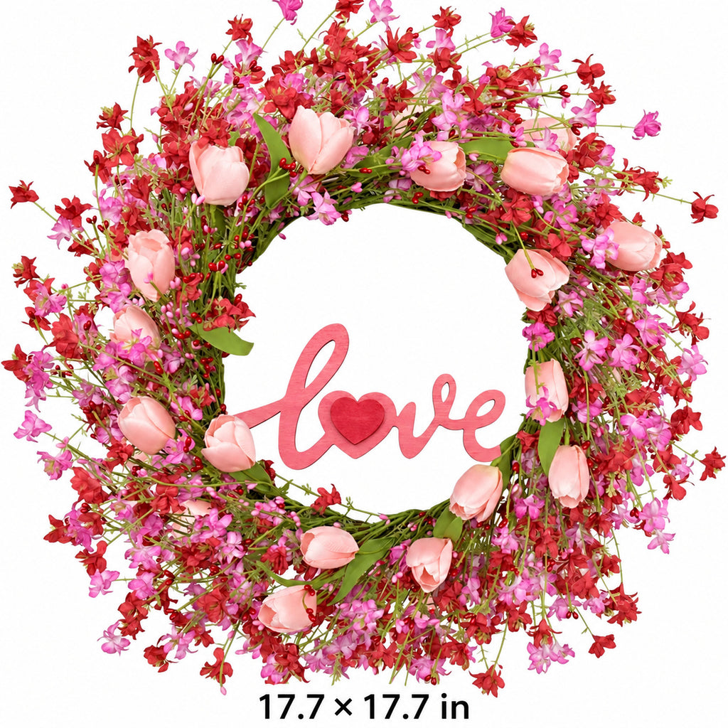Red & Pink Spring Floral Wreath Collection