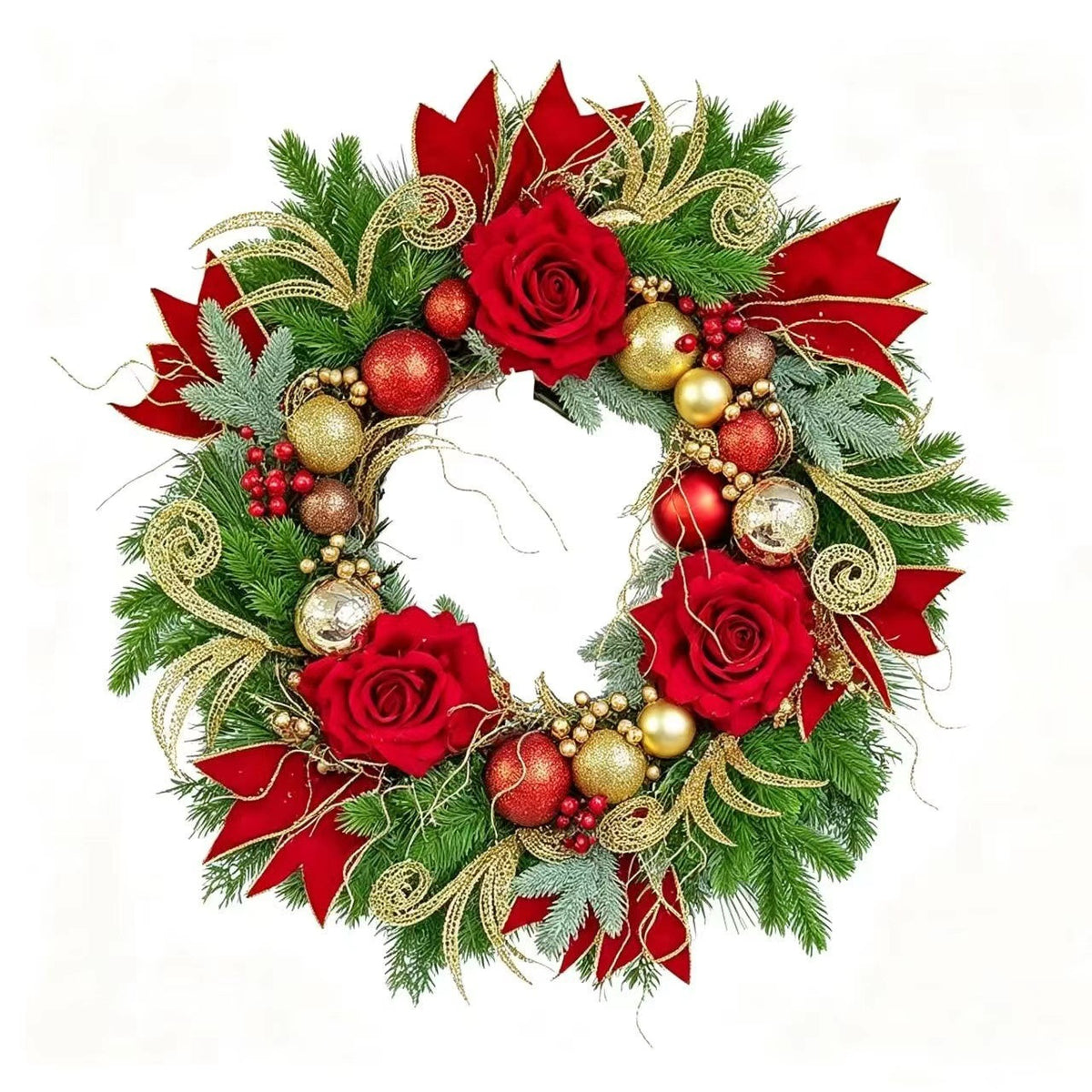 Red Rose Christmas Wreath Collection