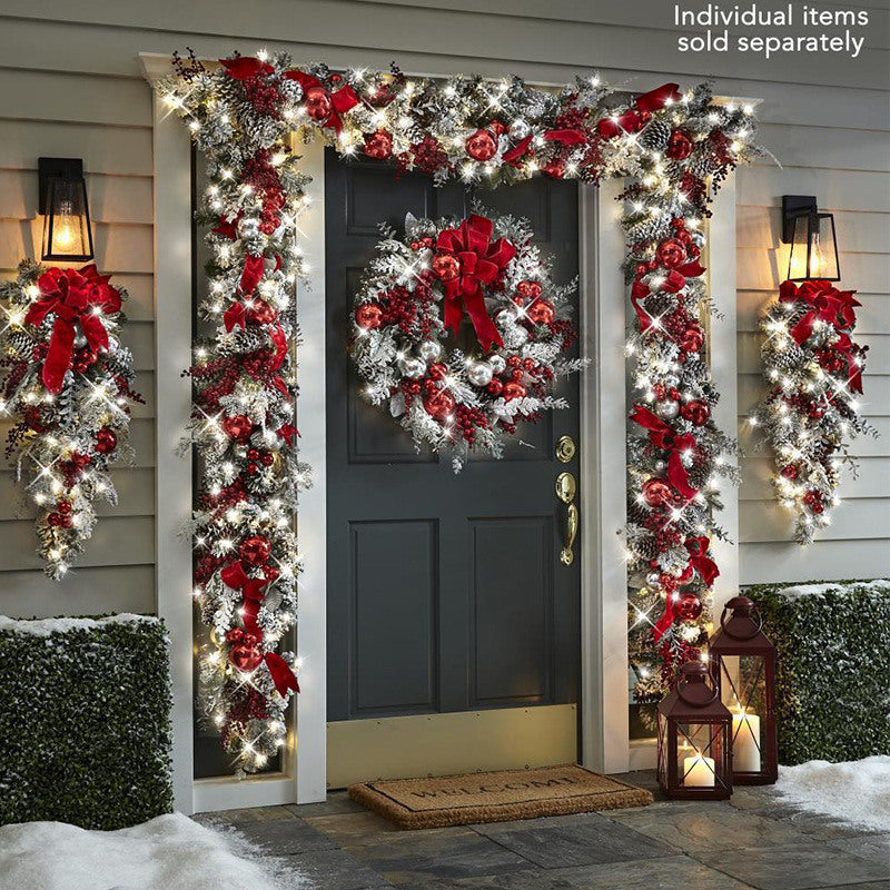 Flocked Christmas Wreath, Garland & Swag Collection
