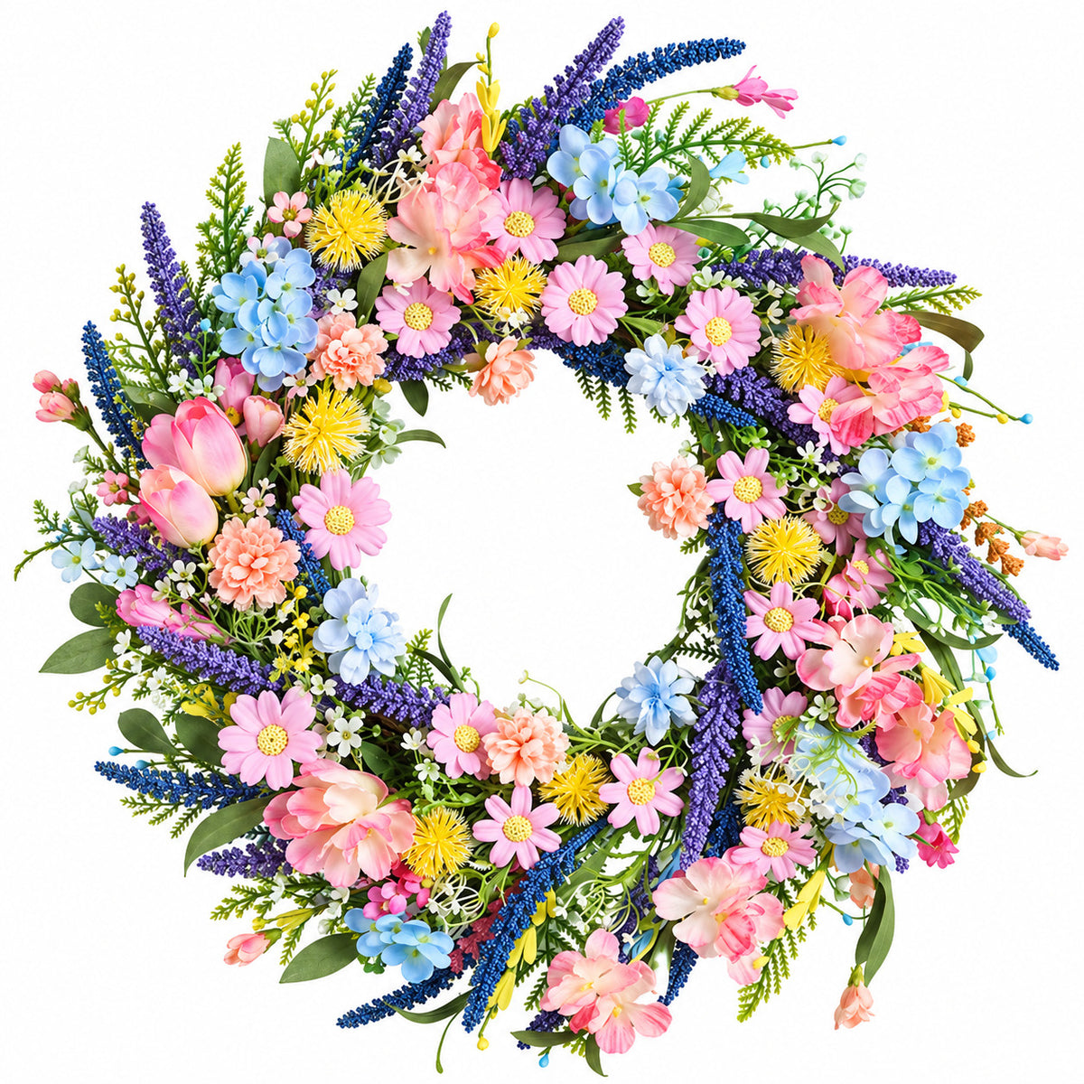 Pastel Tulip & Easter Egg Spring Wreath Collection