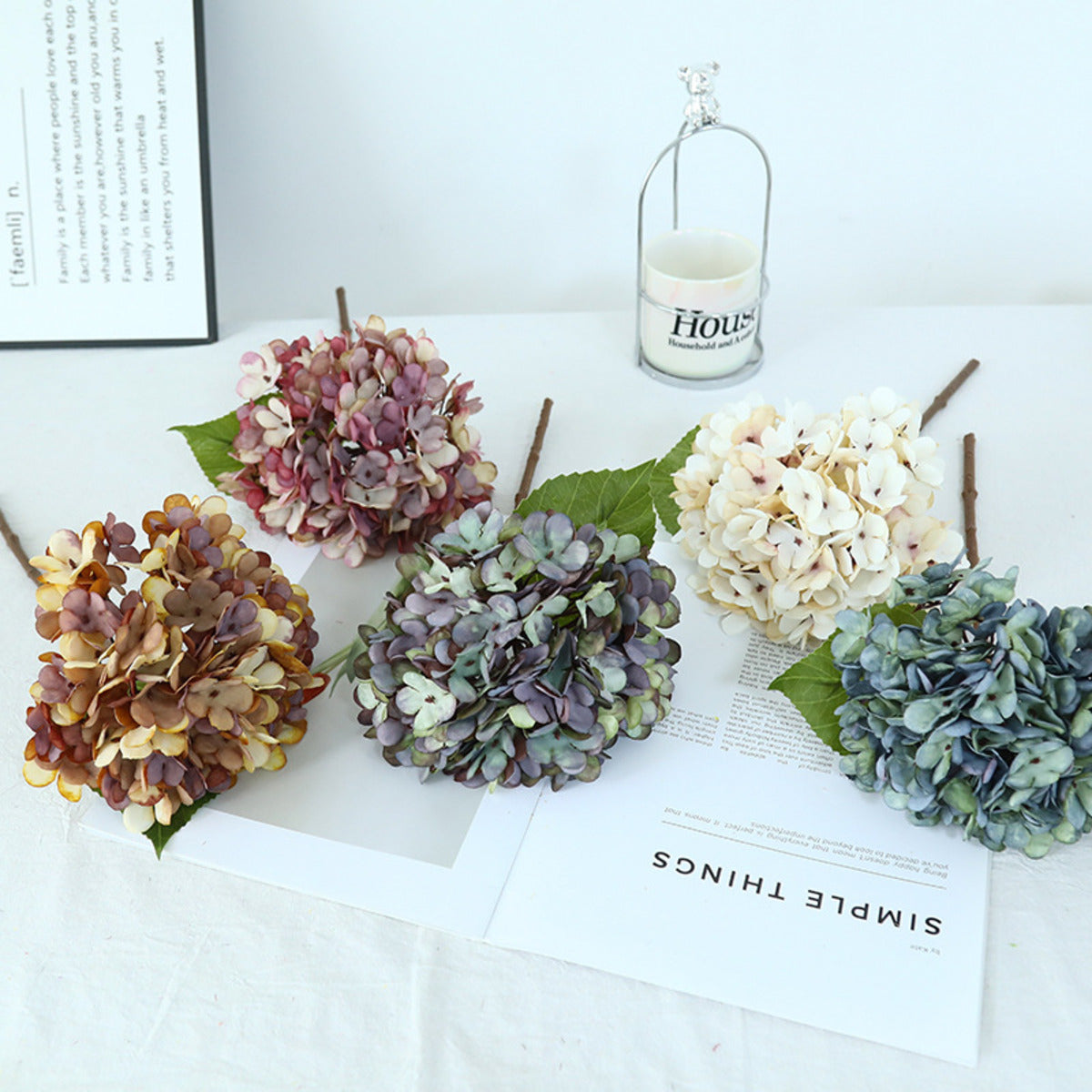 EVERIVELLE 13-Inch Vintage Artificial Hydrangea Stem