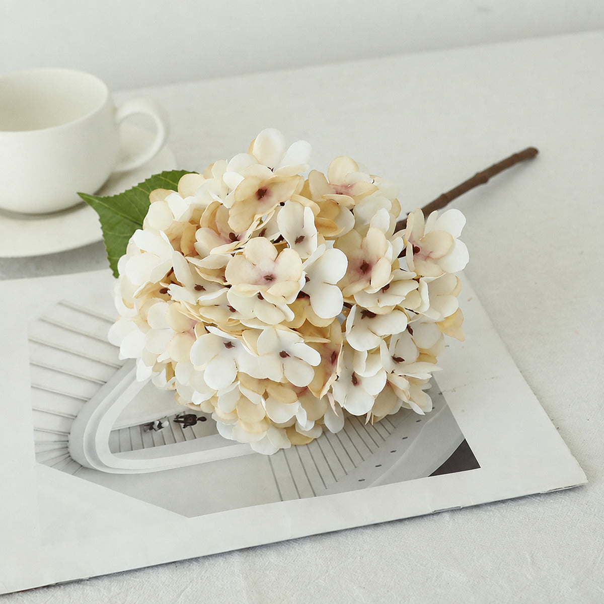 EVERIVELLE 13-Inch Vintage Artificial Hydrangea Stem