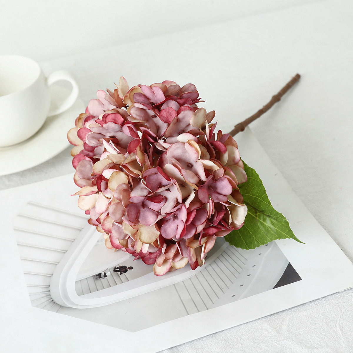 EVERIVELLE 13-Inch Vintage Artificial Hydrangea Stem