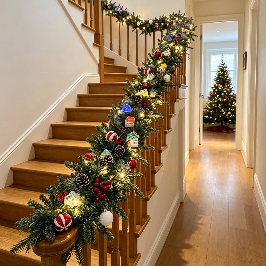 Lighted Norfolk Pine Christmas Garland