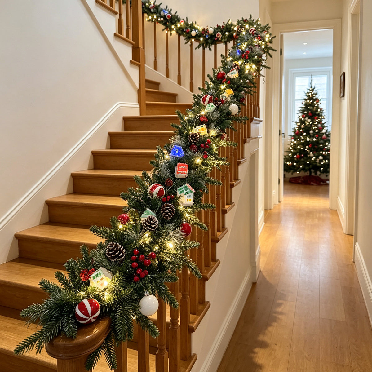 Lighted Norfolk Pine Christmas Garland