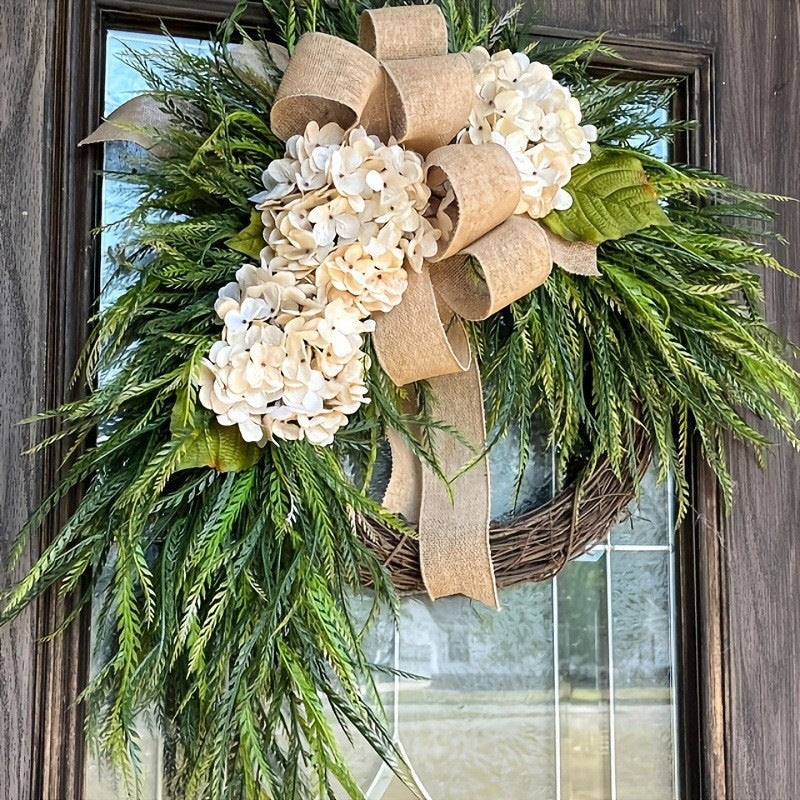 Farmhouse Hydrangea & Burlap Wreath