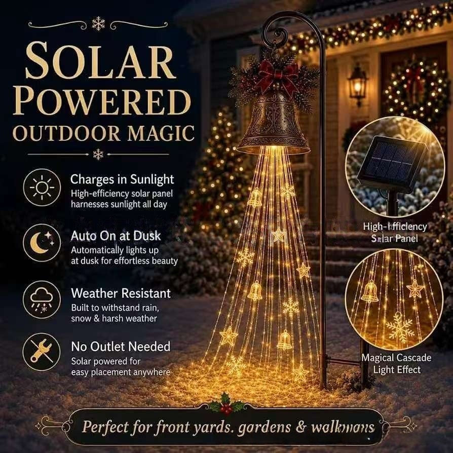 Christmas Bell Cascade Solar Yard Light
