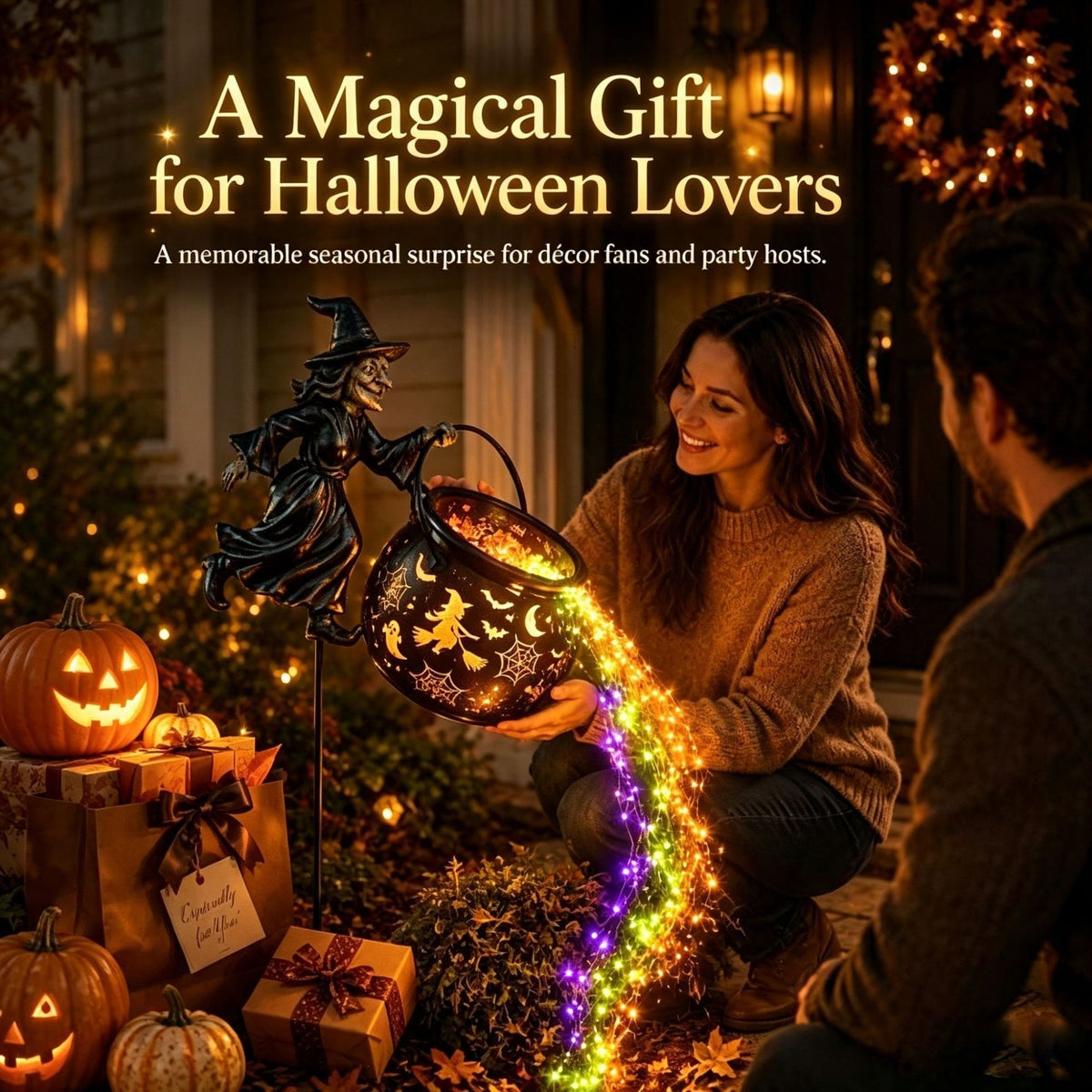 Witch Cauldron Solar Waterfall Garden Light