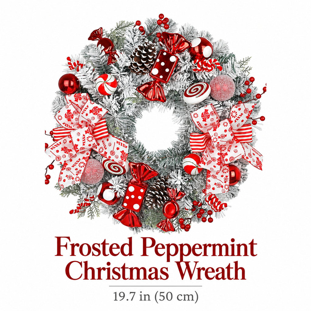 Frosted Peppermint Candy Christmas Wreath