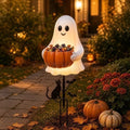 Ghost Pumpkin Candy Bowl Solar Garden Stake