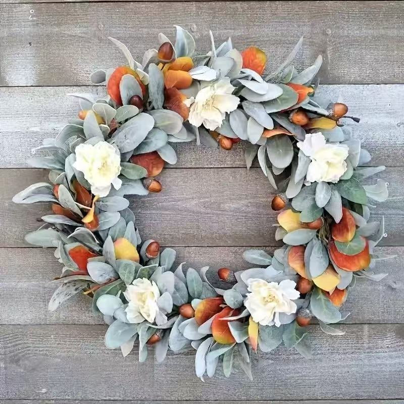 Lamb's Ear, Acorn & Cream Bloom Autumn Wreath