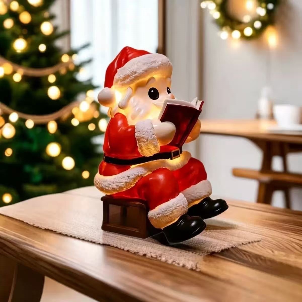 Santa Claus Reading Book Accent Lamp