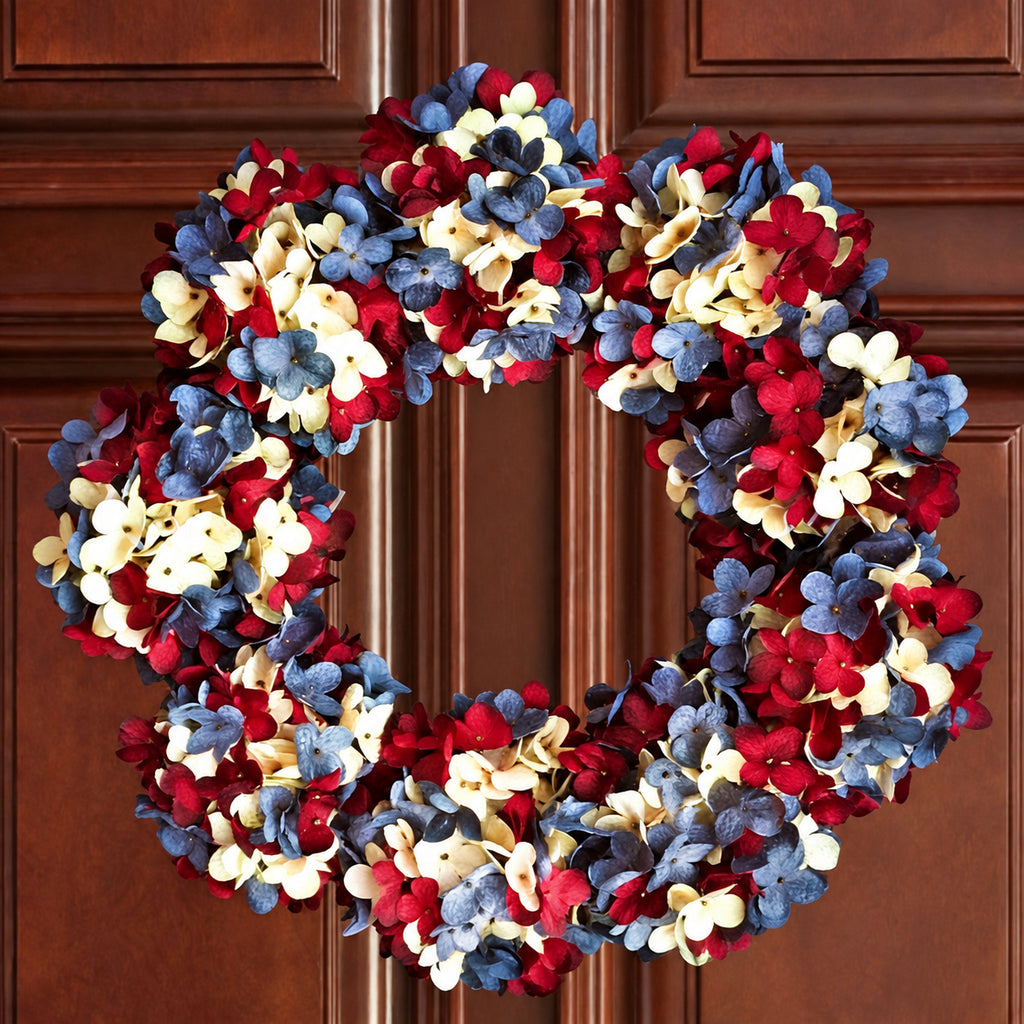 Patriotic Red, White & Blue Hydrangea Wreath Collection