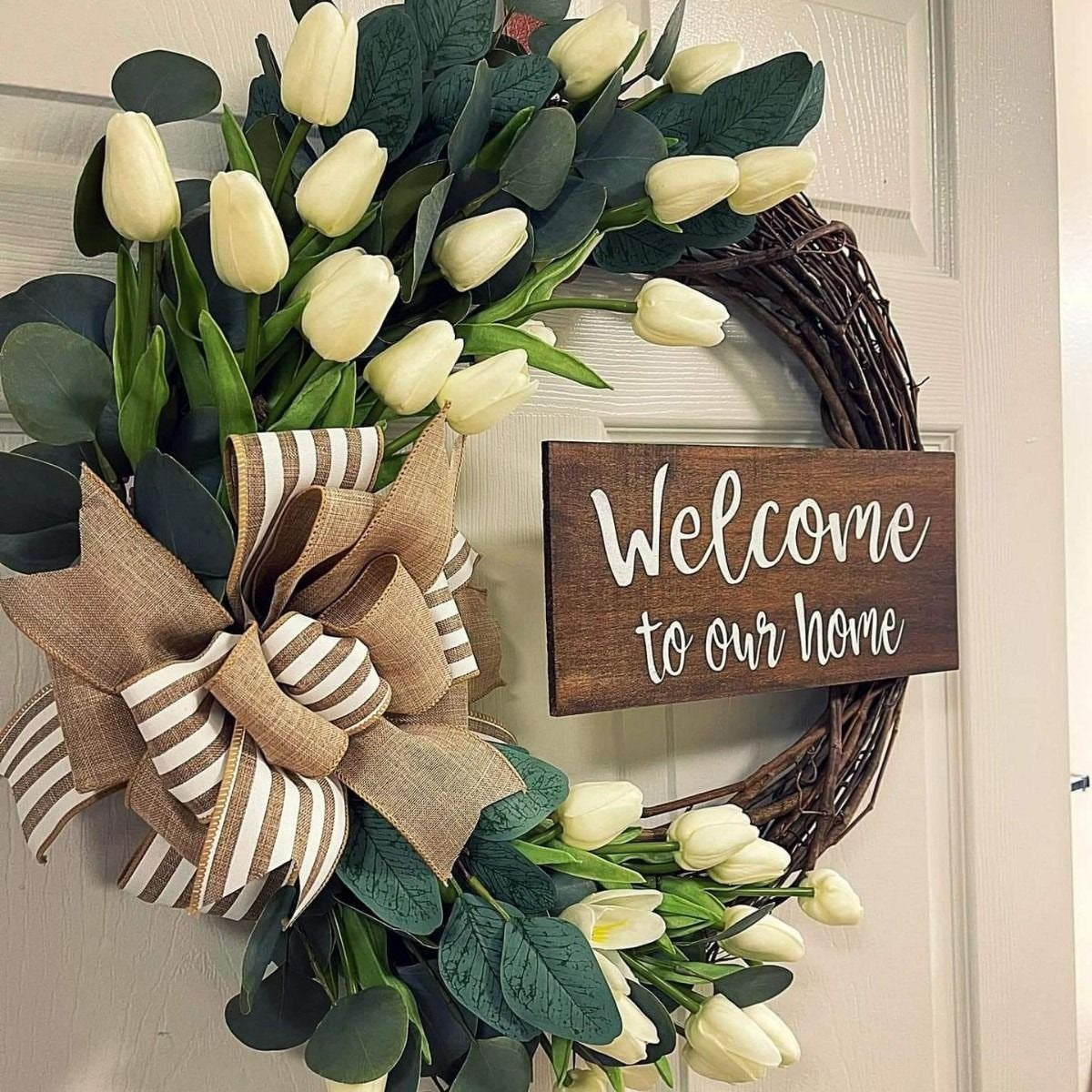 White Tulip & Eucalyptus Welcome Wreath