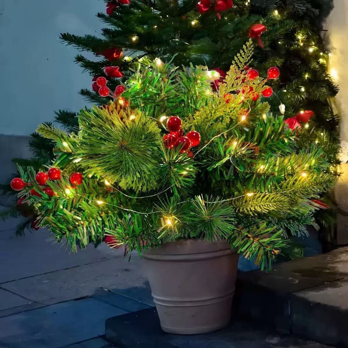 Lighted Snowy Christmas Tree Landscape Stake Collection