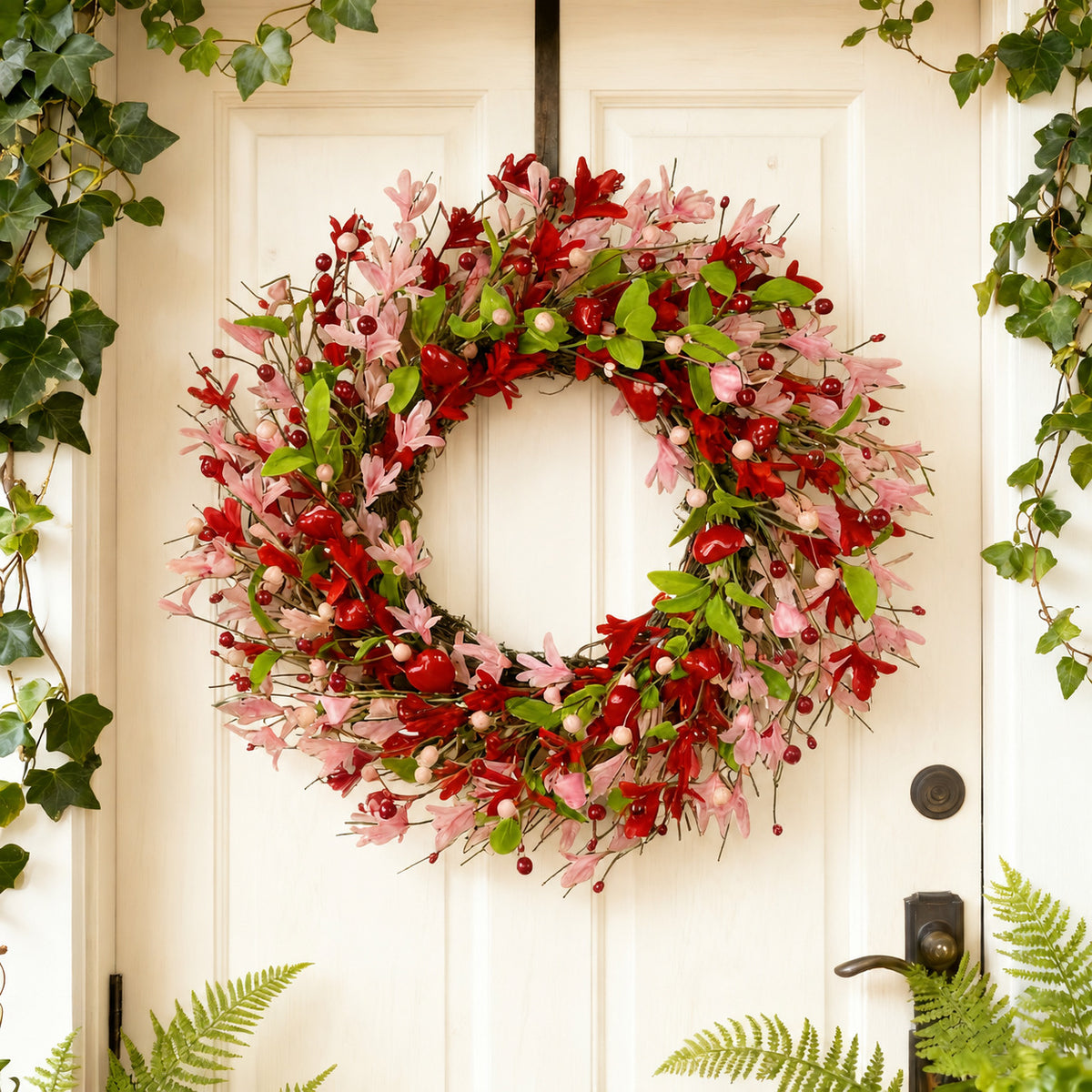 Red & Pink Spring Floral Wreath Collection